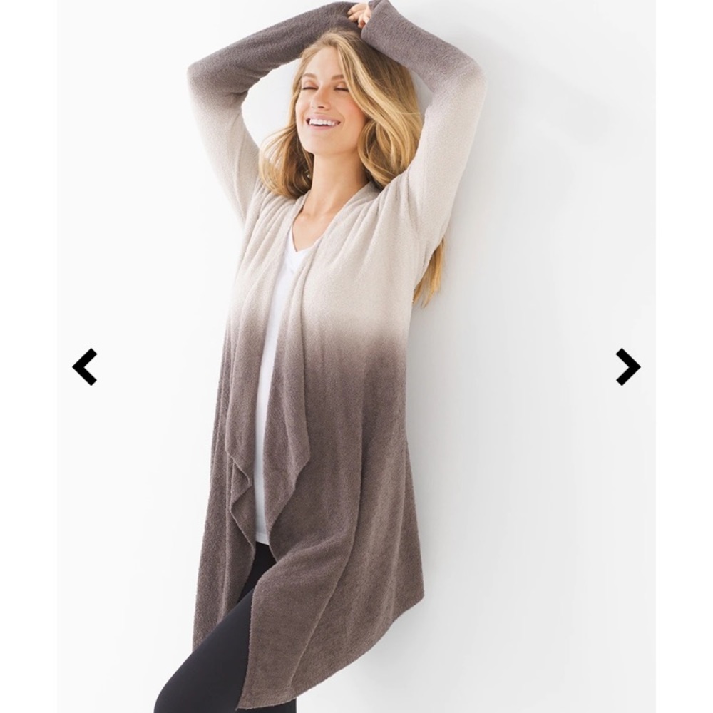 Barefoot Dreams Ombre Open-Front Cardigan in Ivory to Taupe